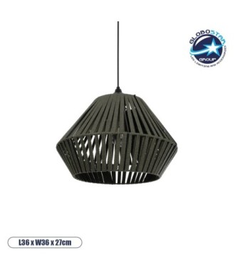 GLOBOSTAR® NUI 205-0069 Boho Κρεμαστό Φωτιστικό Οροφής με Ντουί 1 x E27 AC 220-240V IP20 - Πρασίνο - M36 x Π36 x Υ27cm